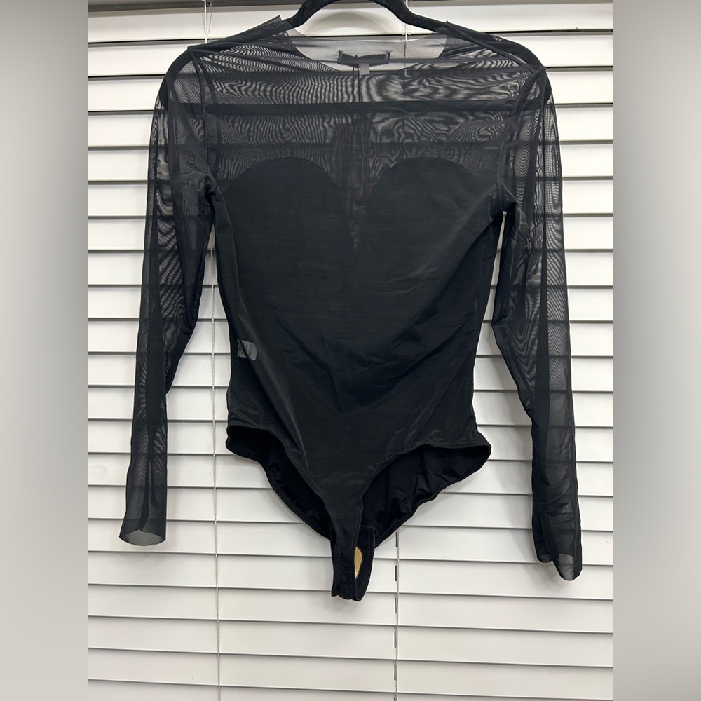 NWT Popilush Sheer Mesh Shapewear Long Sleeve Thong Bodysuit - Picture 7 of 8